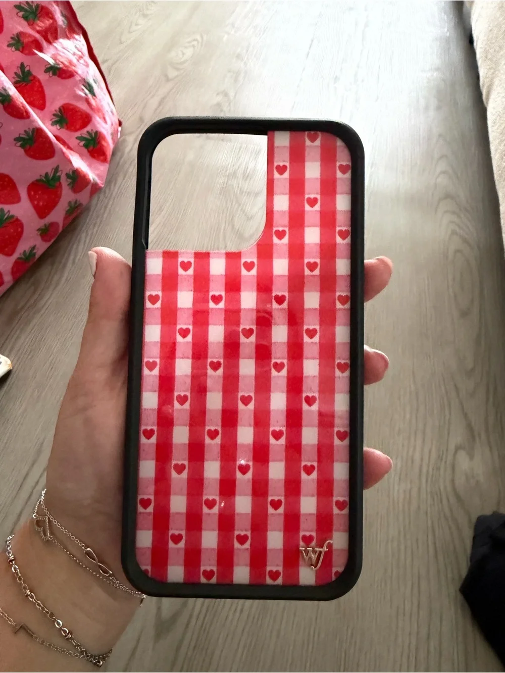 Wildflowers Red and White Gingham Heart iPhone Case